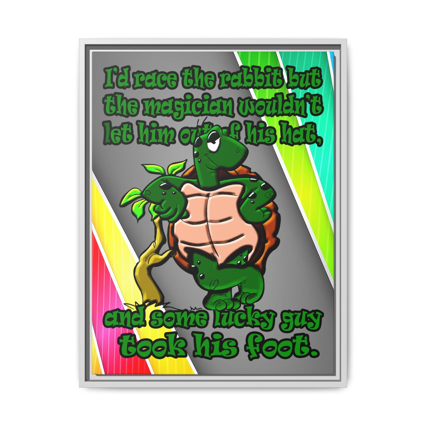 turtle race - framed canvas art (rainbow split)