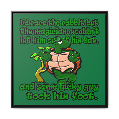 turtle race - framed canvas art (dark green)