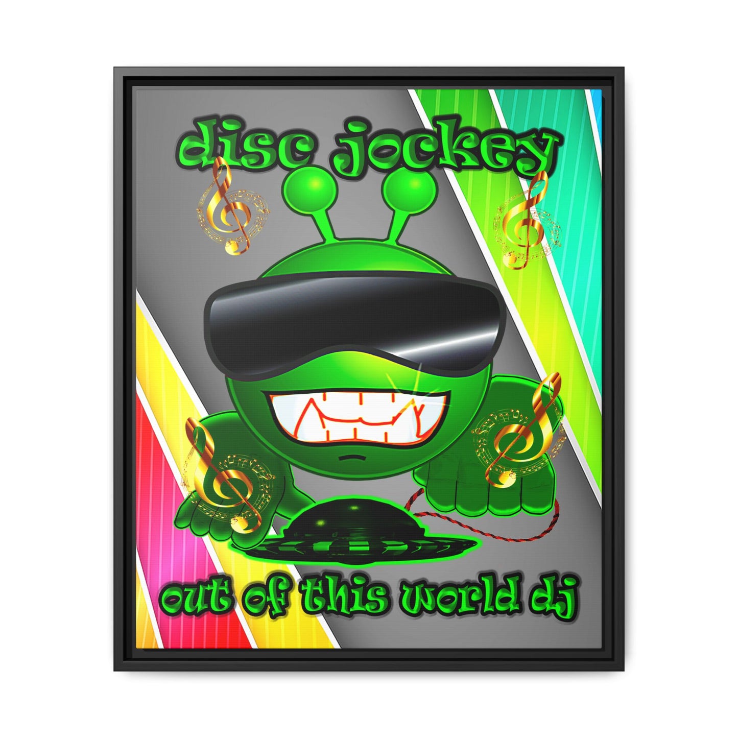 disc jockey - framed canvas art (rainbow split)