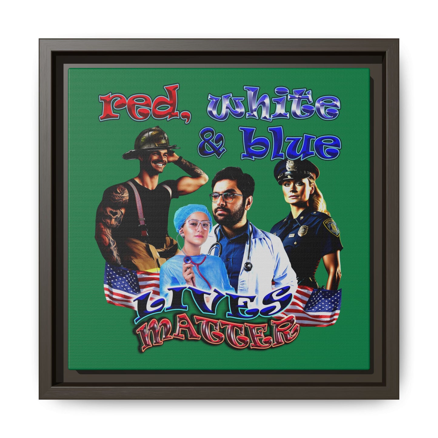 rw&b lives matter - framed canvas art (dark green)