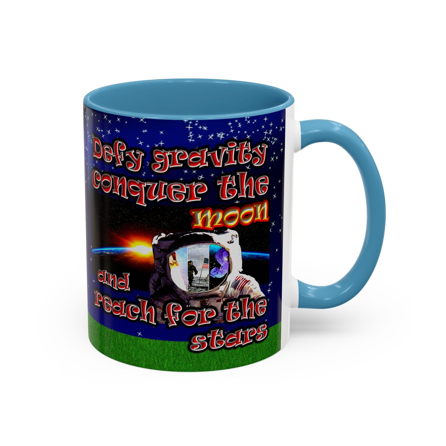 defy conquer reach - Accent Mug ('snoops' background)