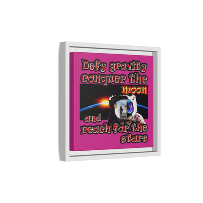 defy conquer reach - framed canvas art (pink)