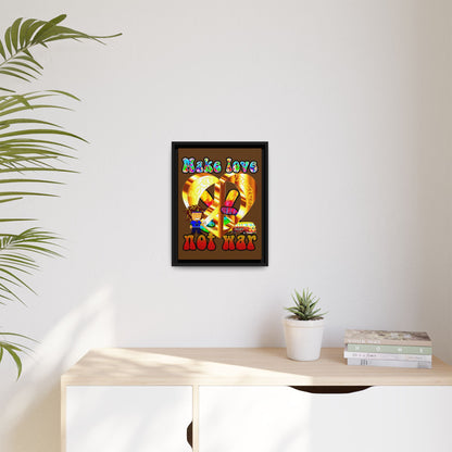 love peace - framed canvas art (brown)