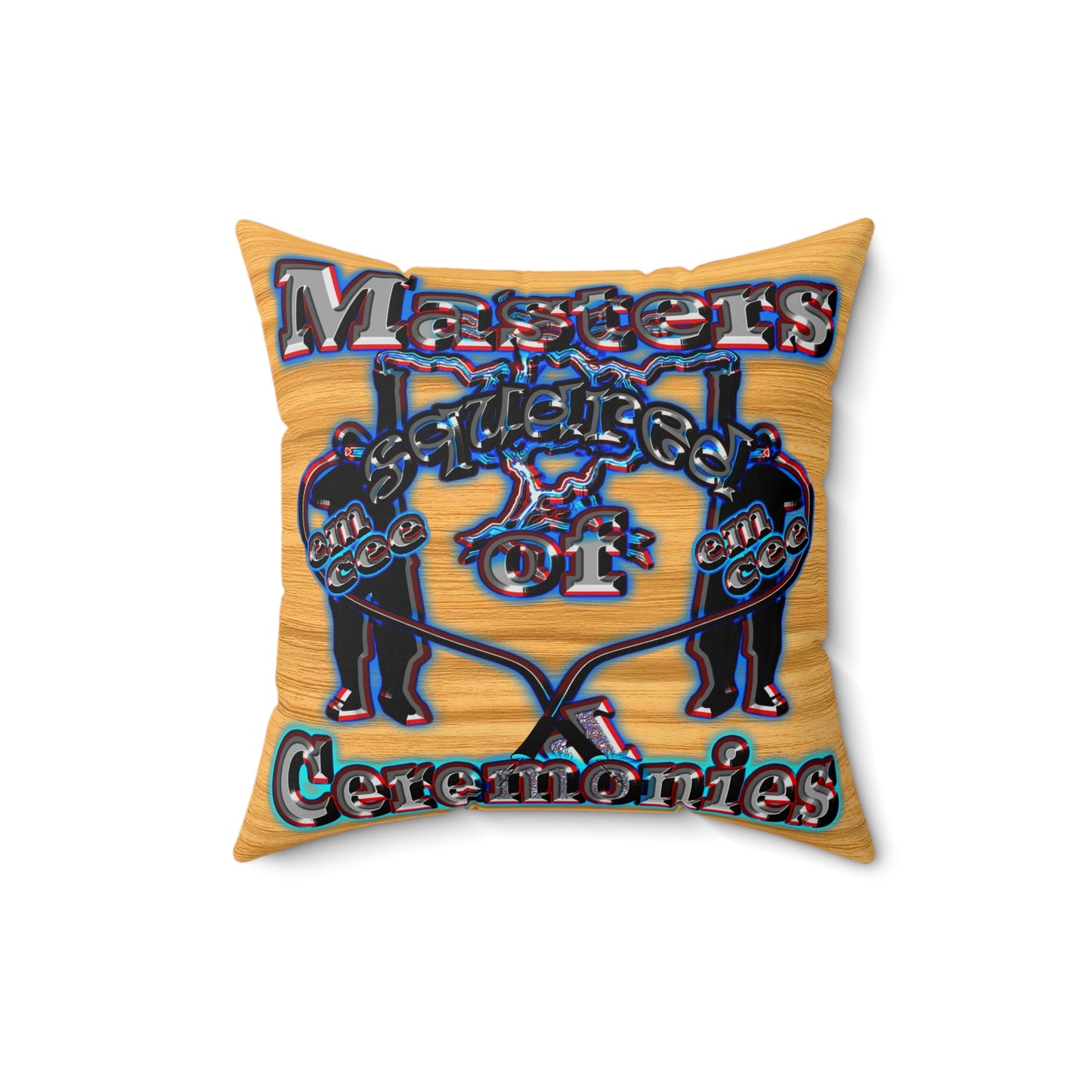 em cee squared - Spun Polyester Square Pillow - (butterscotch wood finish)