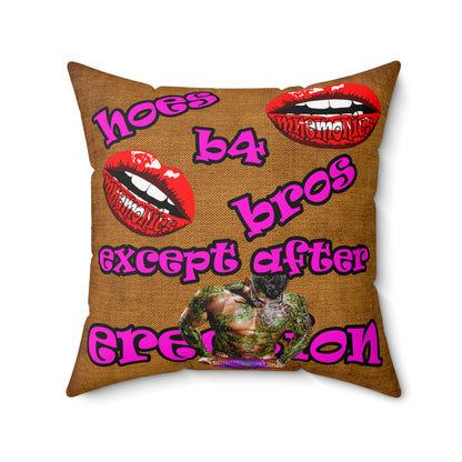 hoes b4 bros - Faux Suede Square Pillow - (dichromatic brown papyrus)
