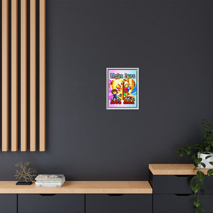 love peace - framed canvas art (light blue-pink wave)