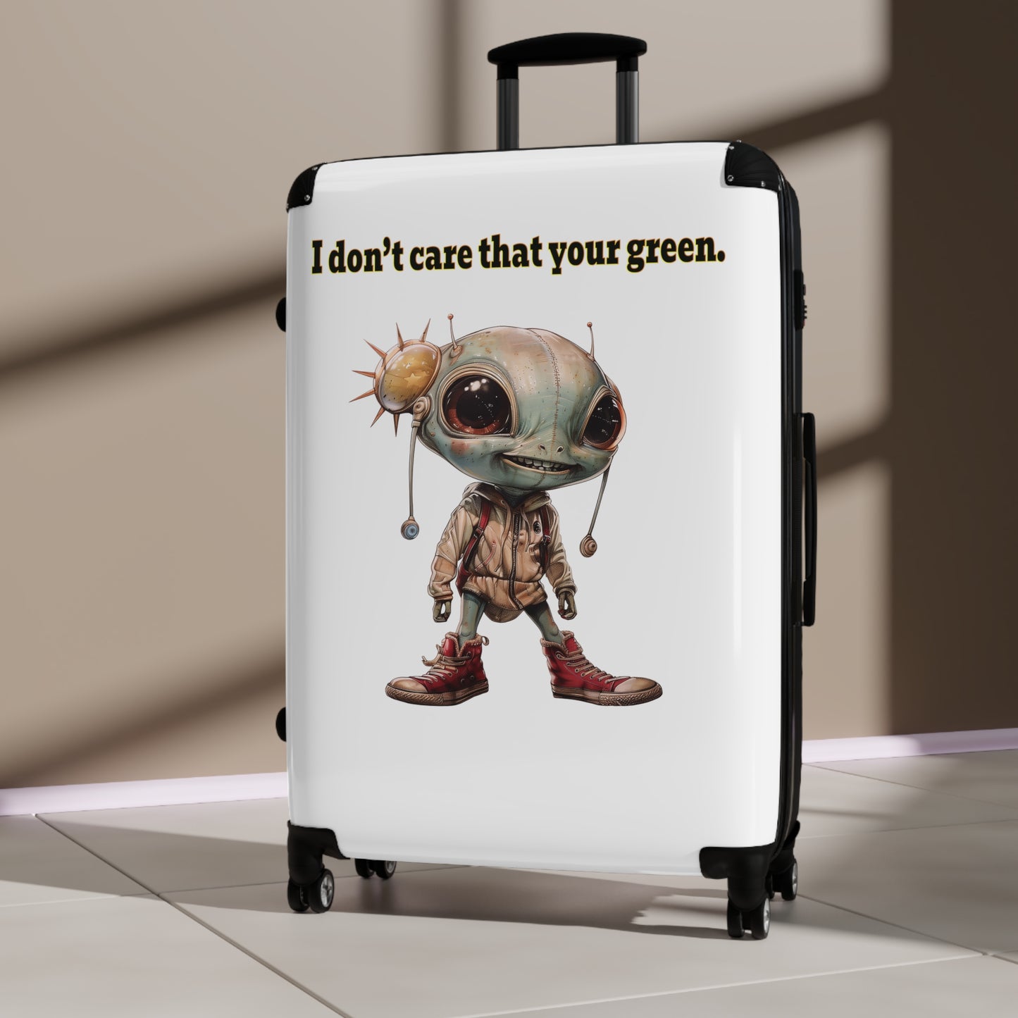 I don't care that your green - Suitcase (white)