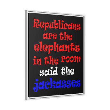 donkeys and elephants - framed canvas art (black)