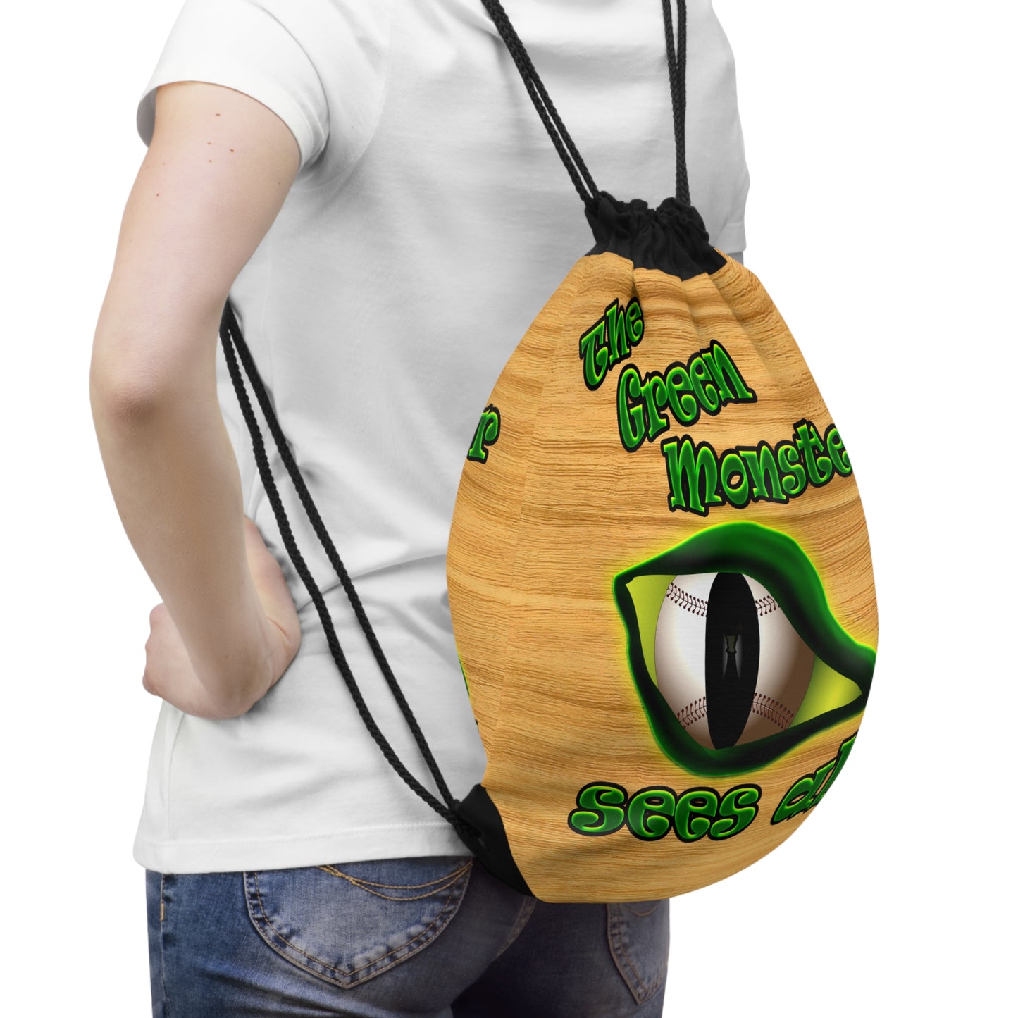 green monster - Drawstring Bag (butterscotch wood finish)