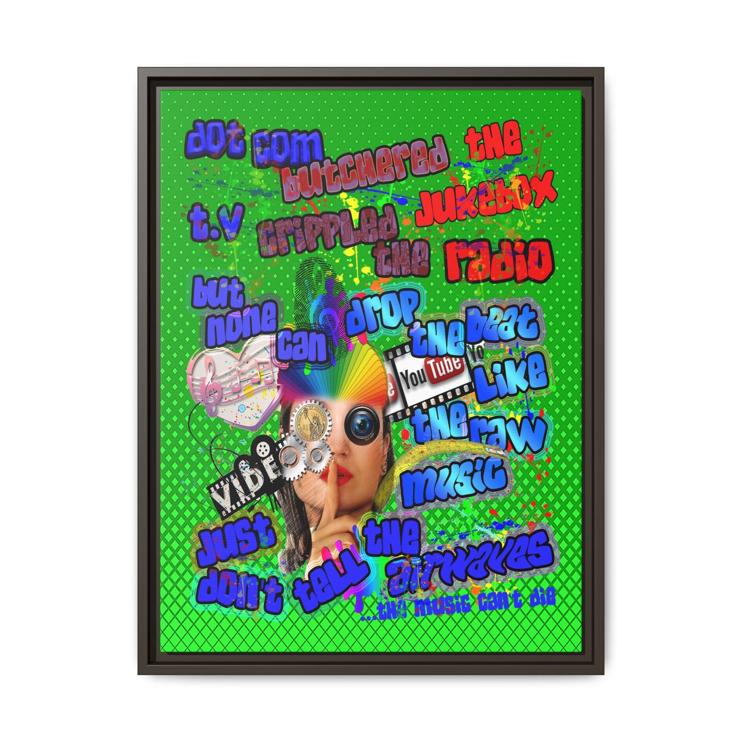 drop the beat - framed canvas art (logo green)