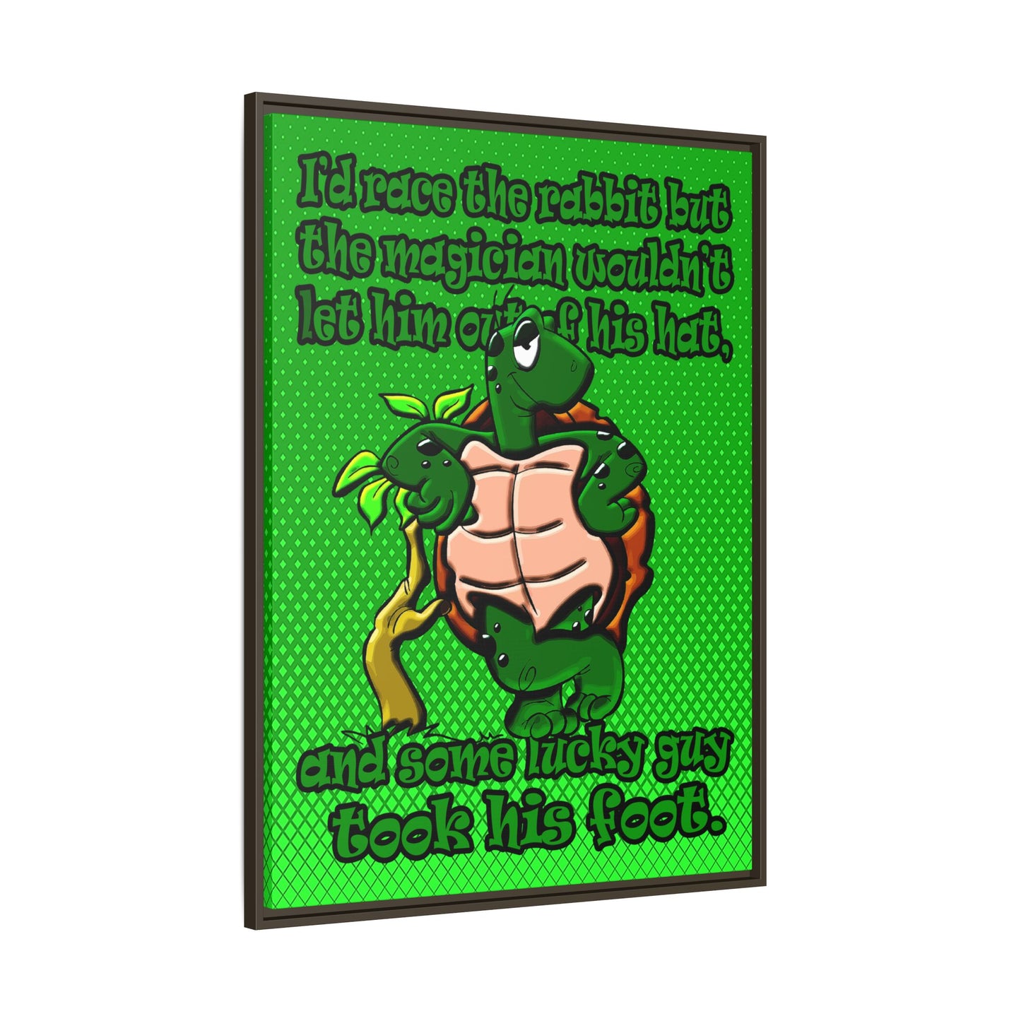 turtle race - framed canvas art (logo green)
