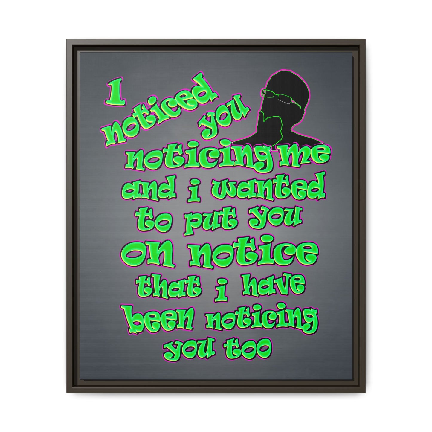 noticed you noticing - framed canvas art (grey-light grey)