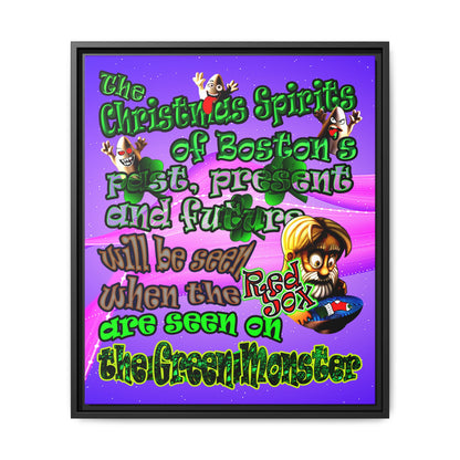 christmas spirits of boston - framed canvas art (purple-pink wave)