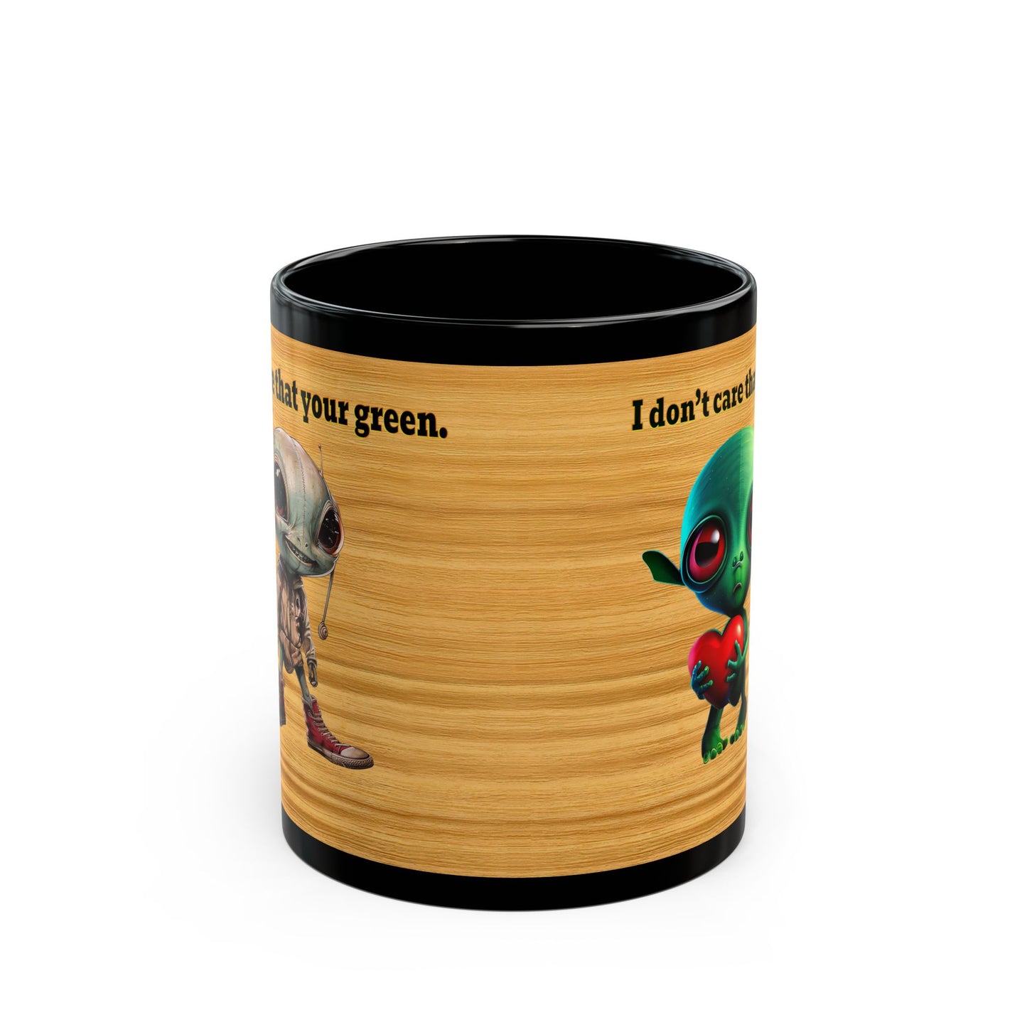 I don't care that your grey - Black Mug (butterscotch wood finish)