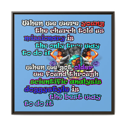 doggystyle - framed canvas art (light blue)