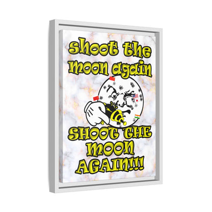 shoot the moon again - framed canvas art (white marble)
