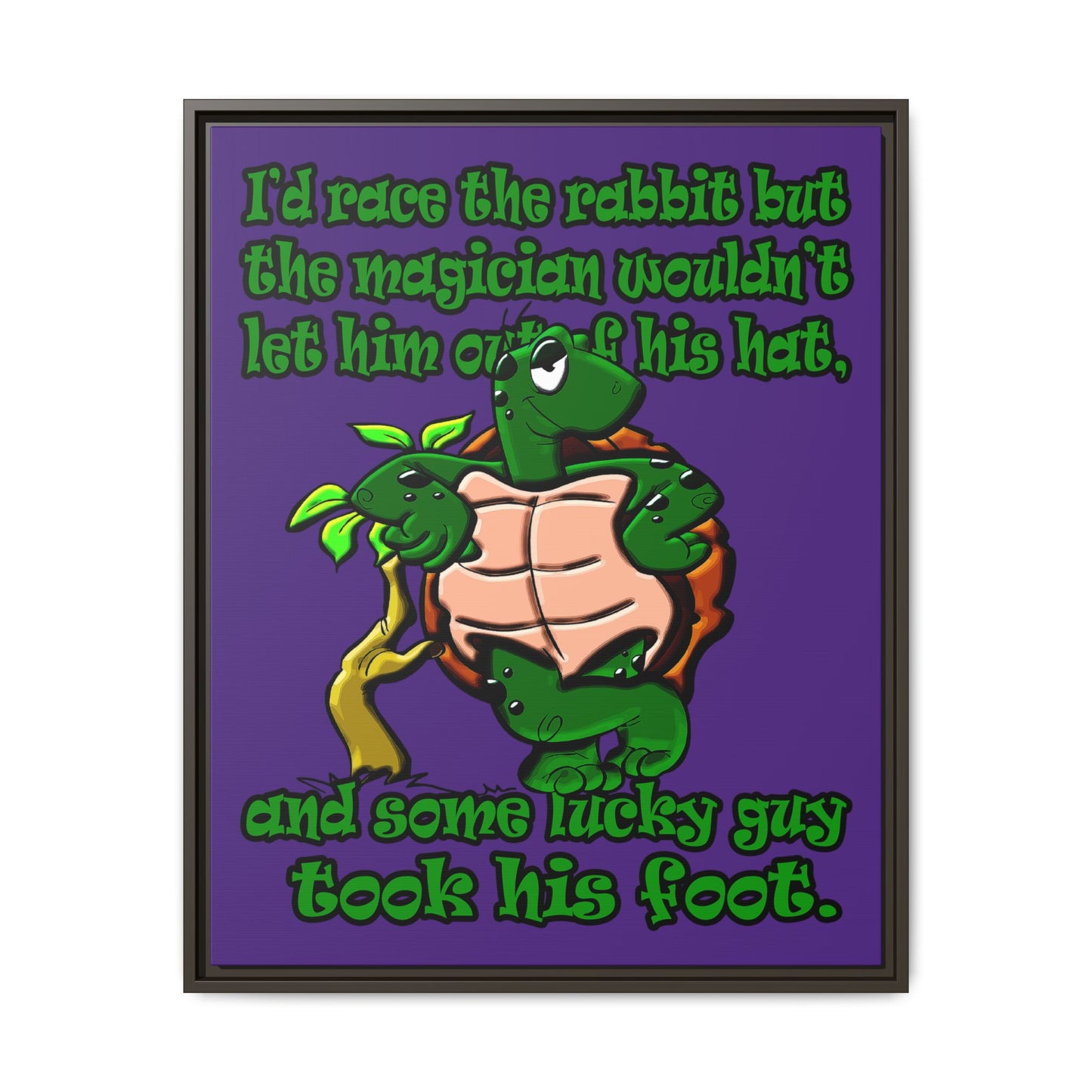 turtle race - framed canvas art (purple)