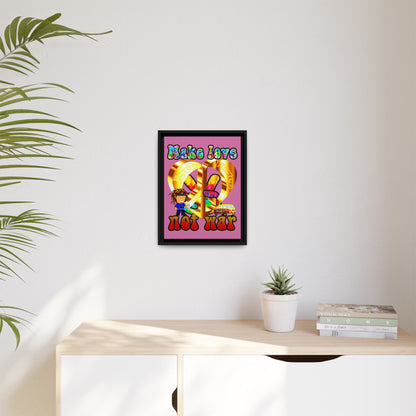 love peace - framed canvas art (light pink)