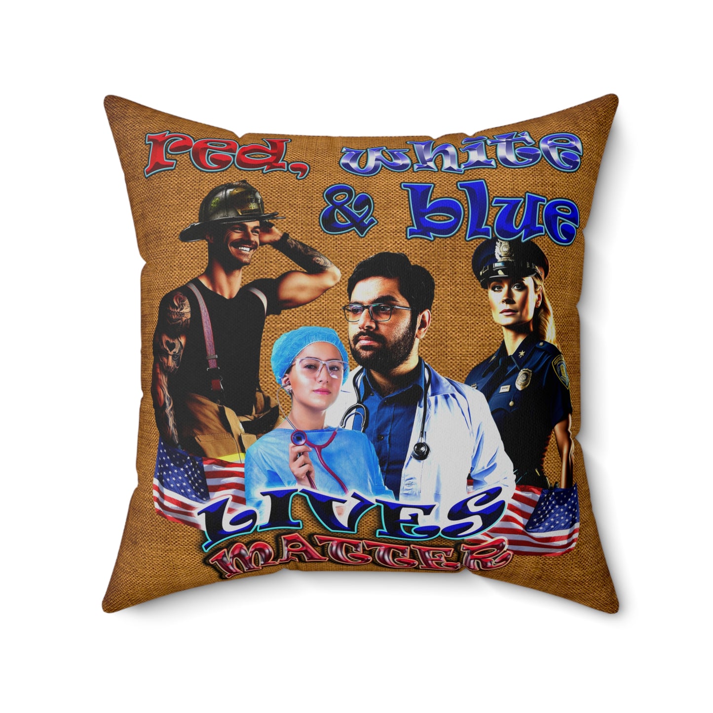 rw&b lives matter - Spun Polyester Square Pillow - (dichromatic brown papyrus)