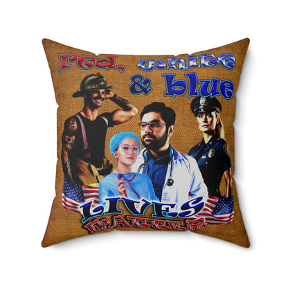 rw&b lives matter - Spun Polyester Square Pillow - (dichromatic brown papyrus)