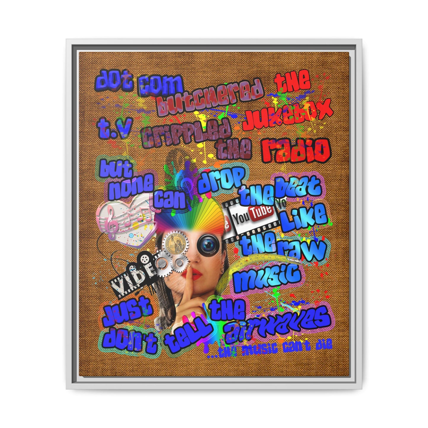 drop the beat - framed canvas art (brown papyrus)