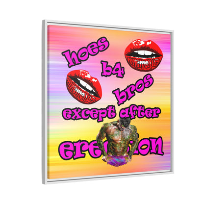 hoes b4 bros - framed canvas art (color blur)
