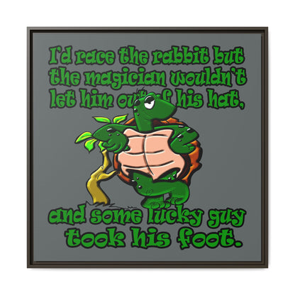 turtle race - framed canvas art (dark grey)