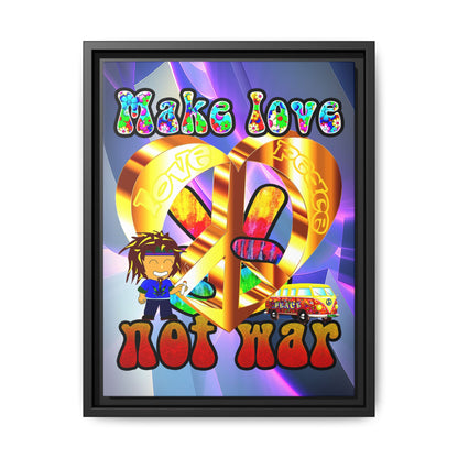 love peace - framed canvas art (grey-pink wave)