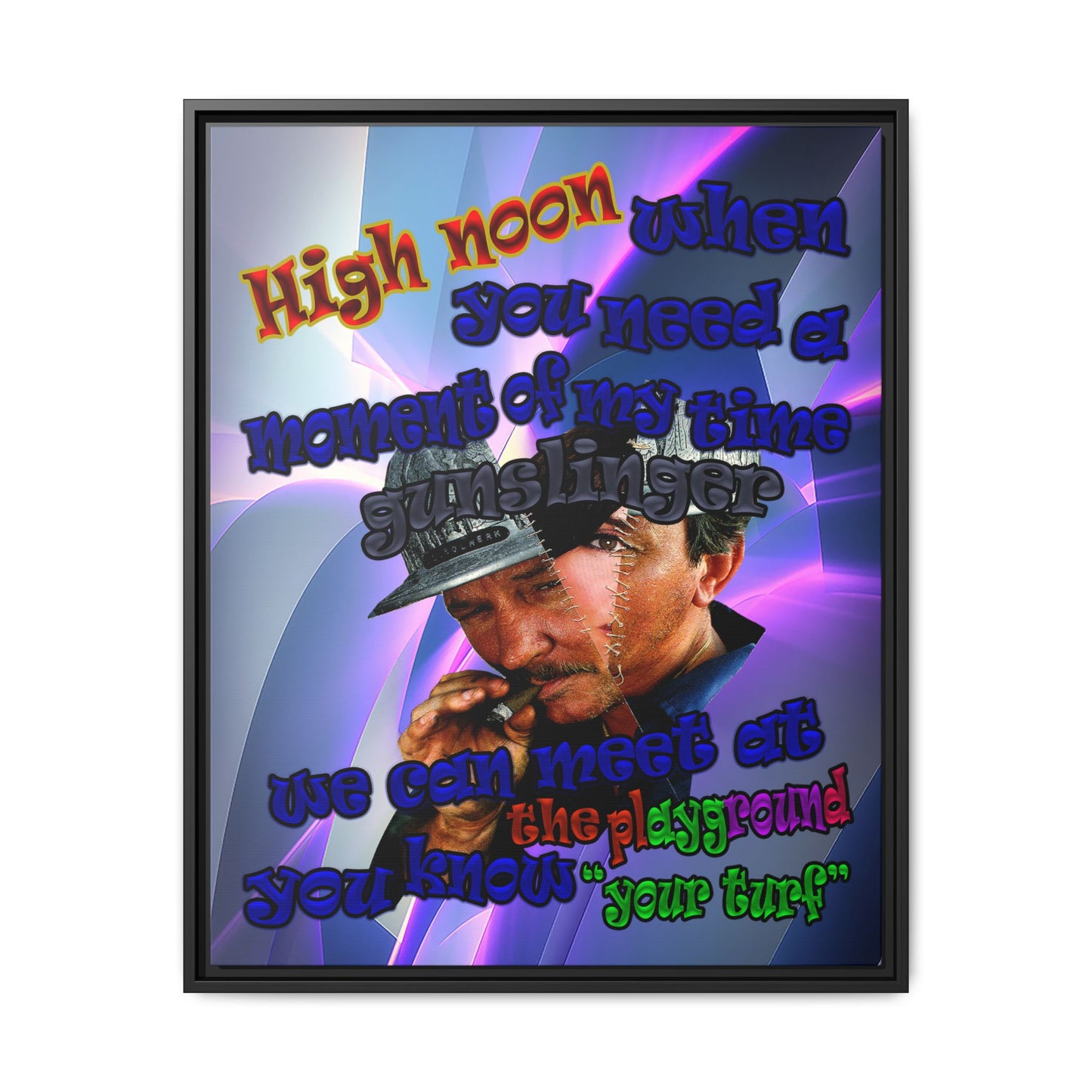 high noon - framed canvas art (grey-pink wave)