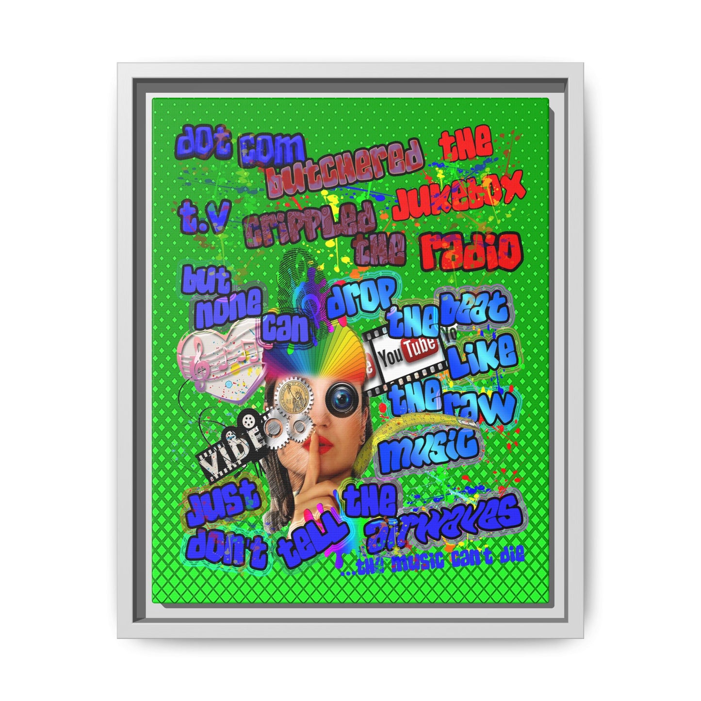 drop the beat - framed canvas art (logo green)