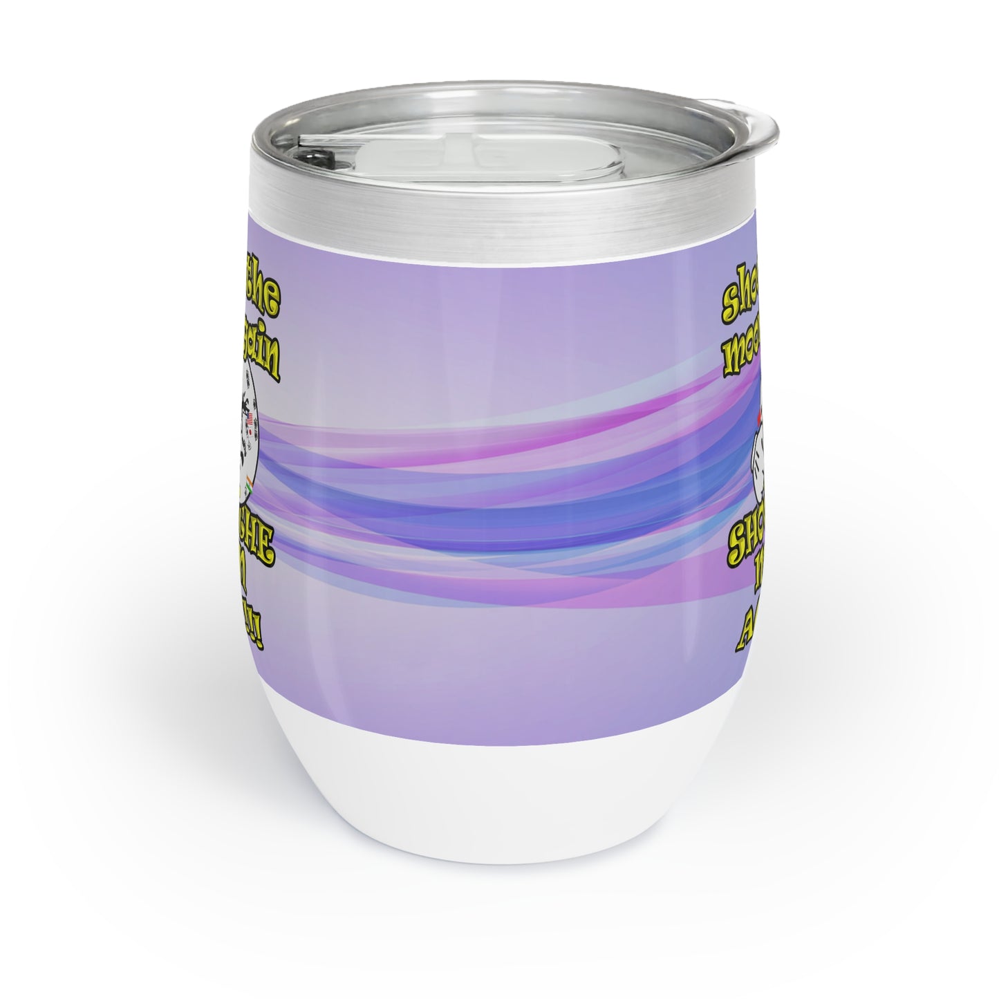 shoot the moon again - Chill Wine Tumbler (light blue-pink wave)