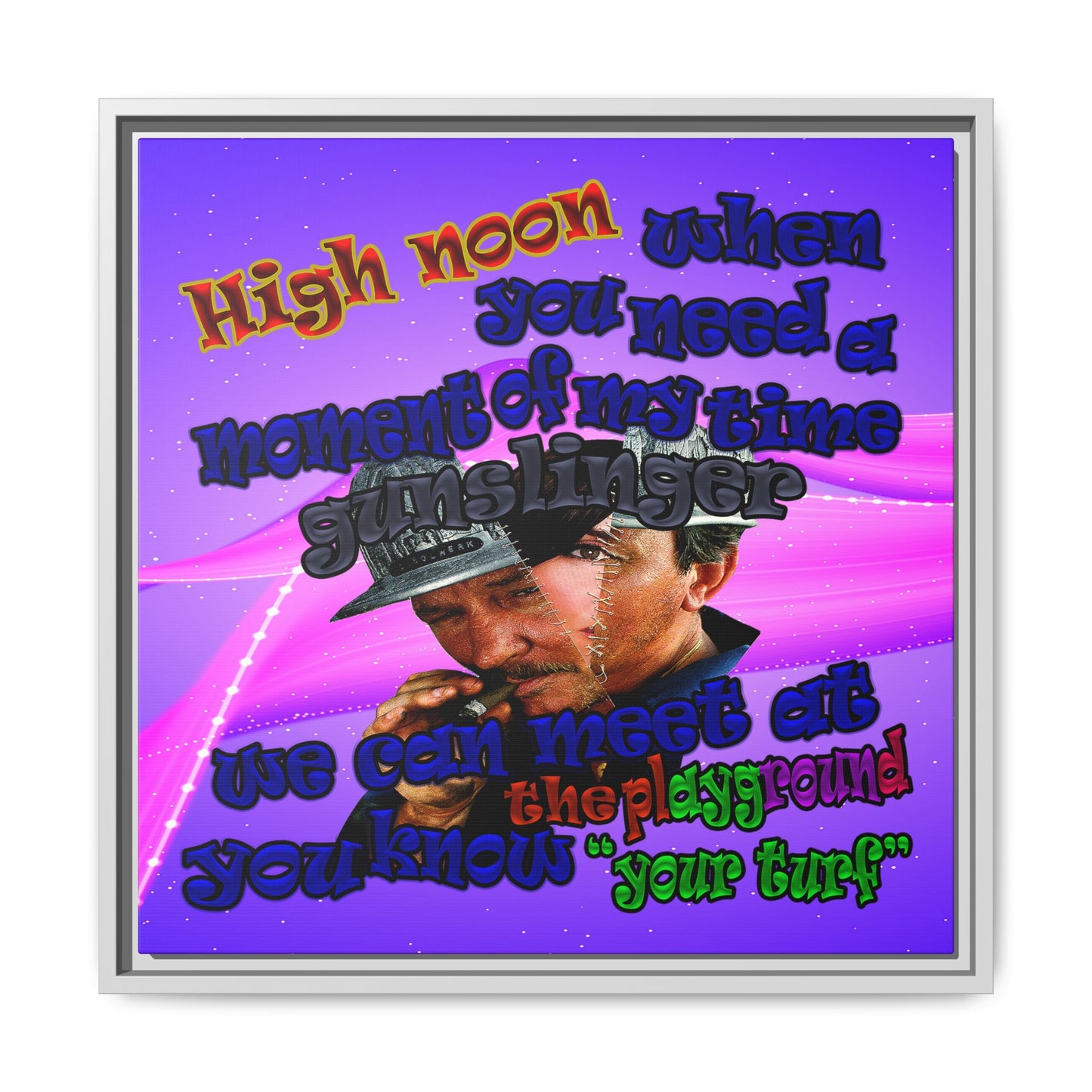 high noon - framed canvas art (purple-pink wave)