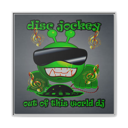 disc jockey - framed canvas art (grey-light grey)