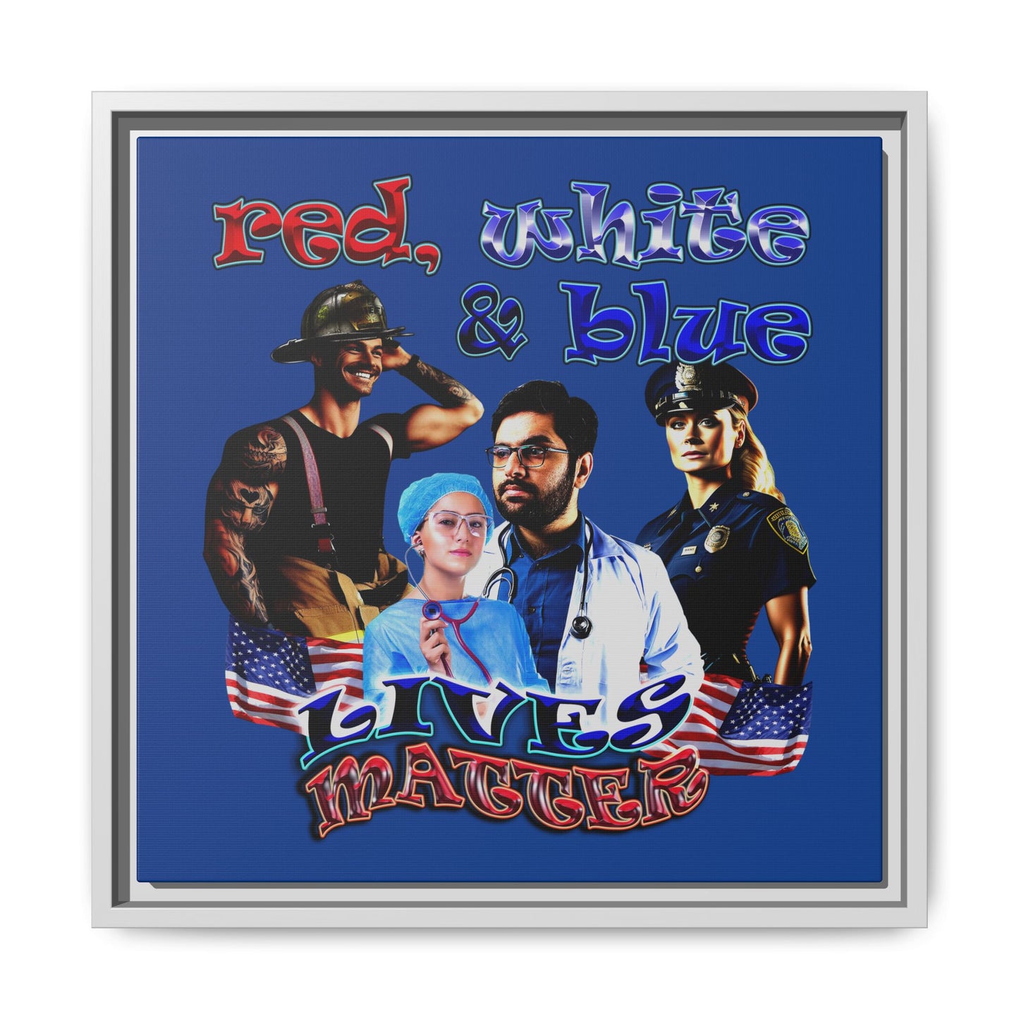 rw&b lives matter - framed canvas art (dark blue)