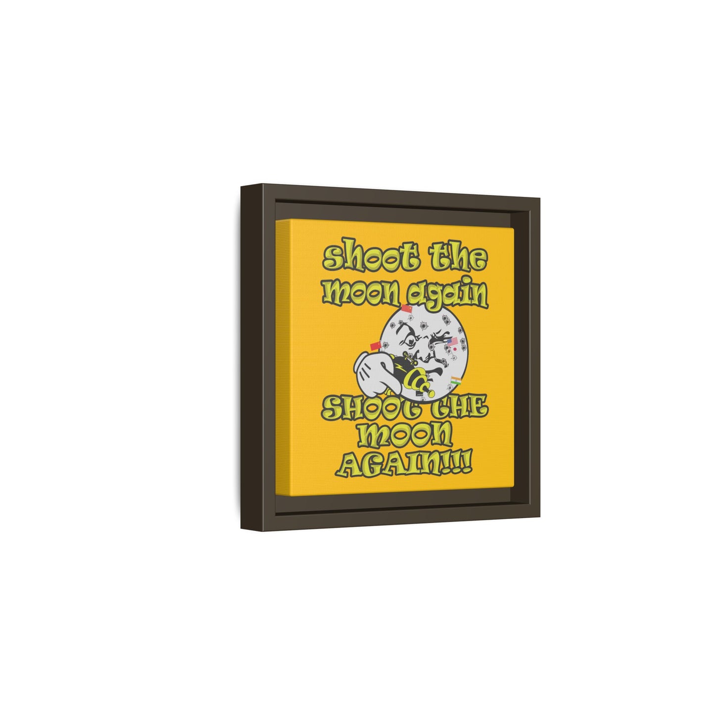 shoot the moon again - framed canvas art (yellow)