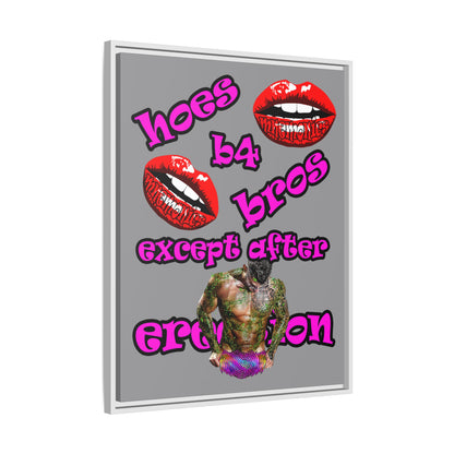 hoes b4 bros - framed canvas art (grey)