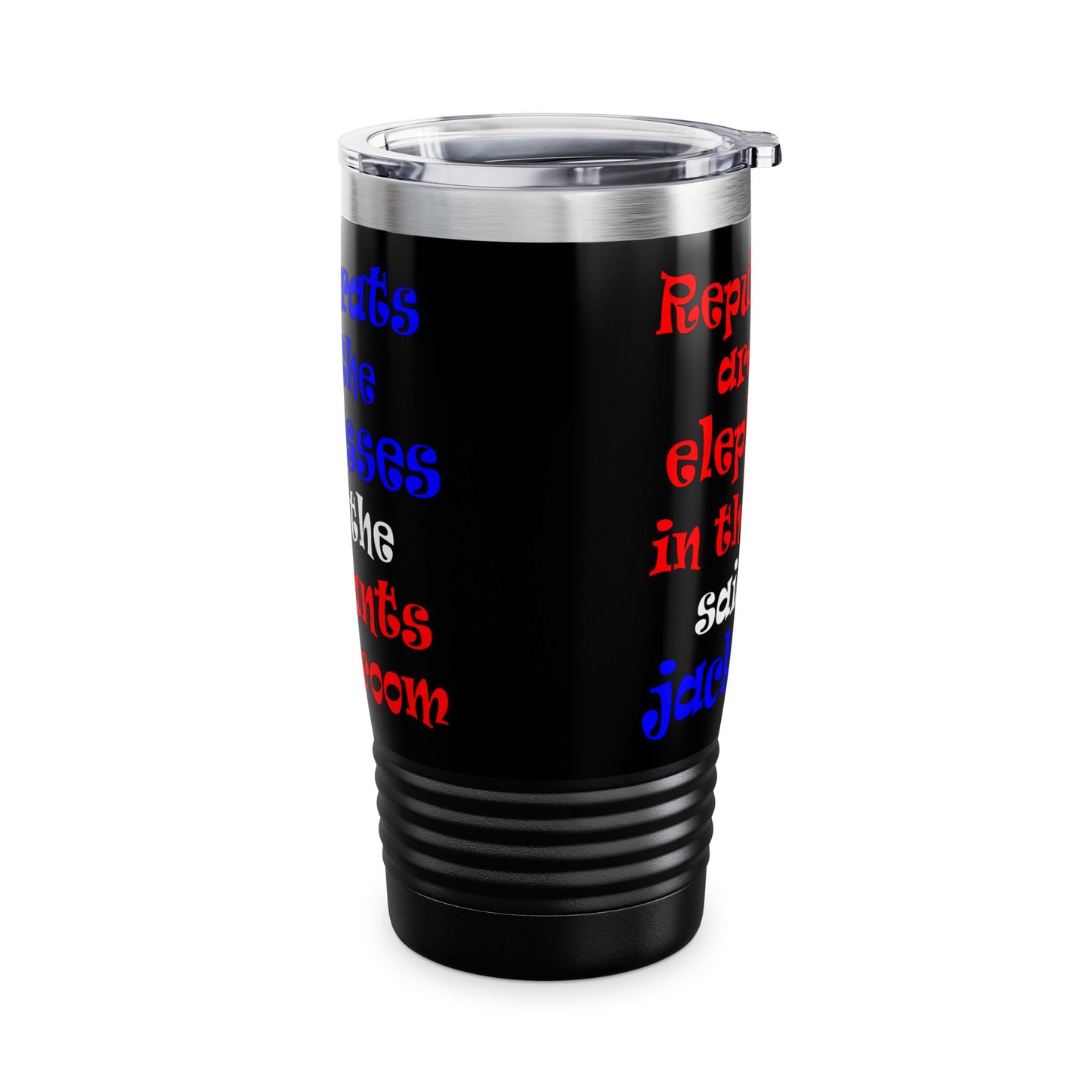 donkeys and elephants - Ringneck Tumbler, 20oz (black)