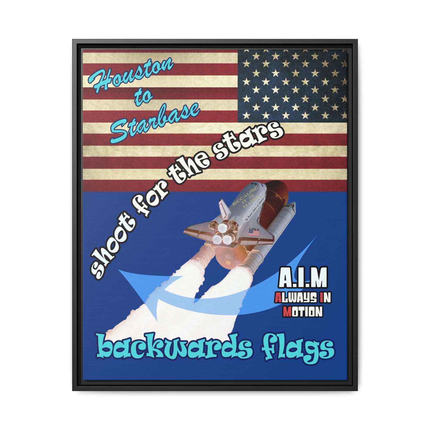 shoot for the stars - framed canvas art (dark blue)
