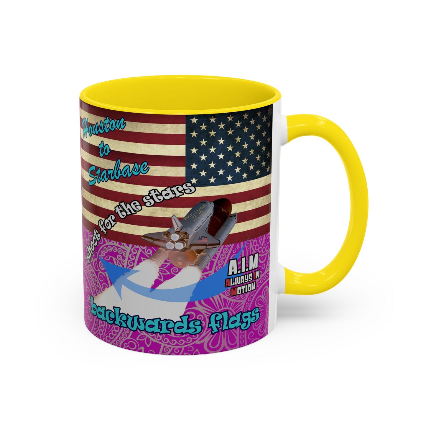 shoot for the stars - Accent Mug (pink swirl)