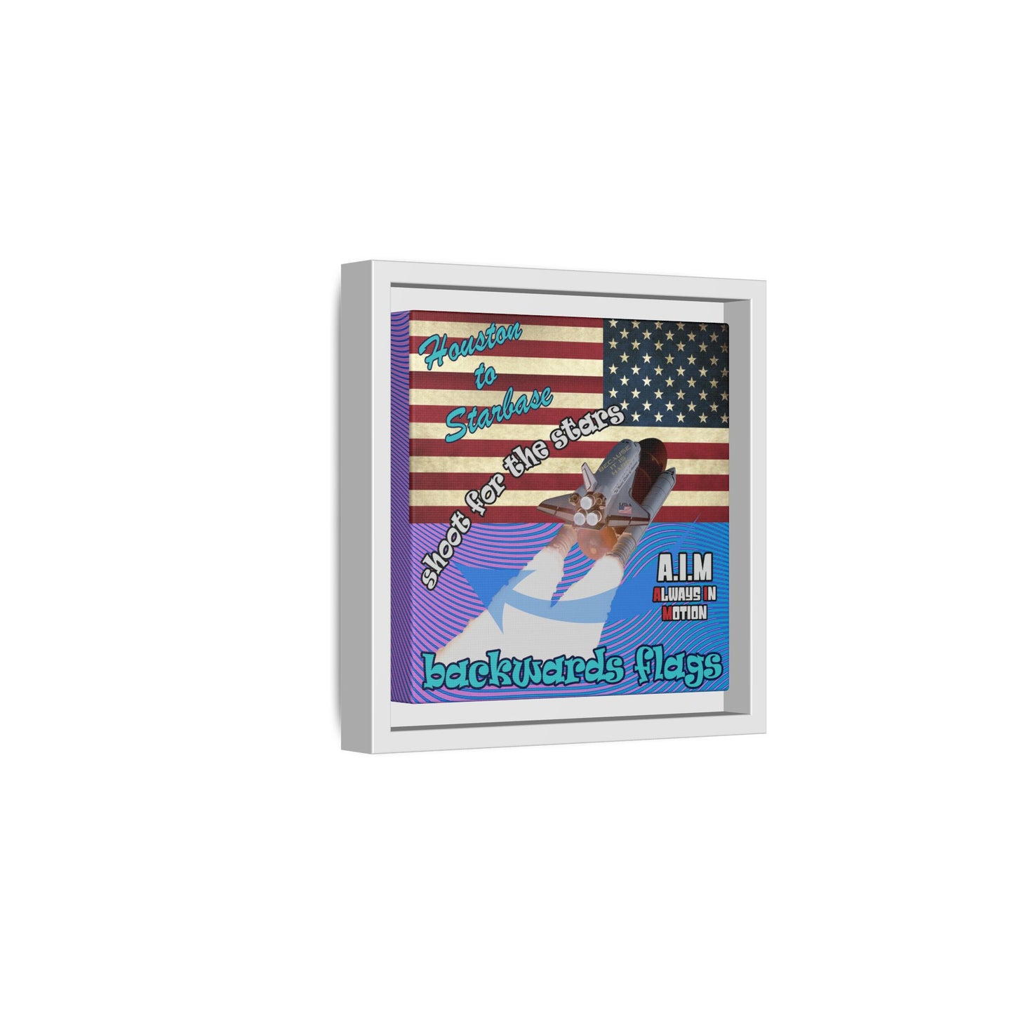 shoot for the stars - framed canvas art (light blue-purple wave)