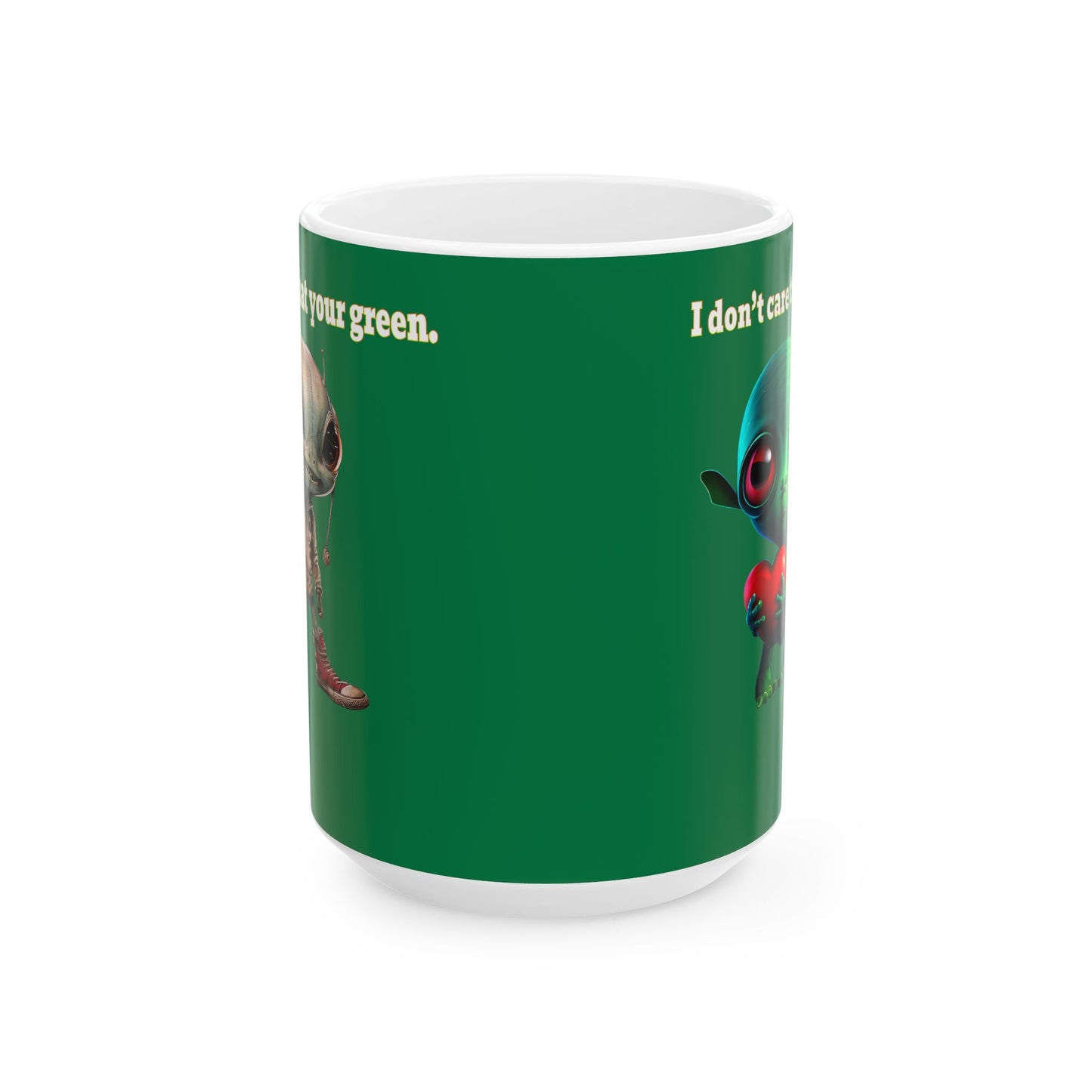 I don't care that your grey - White Mug (dark green)