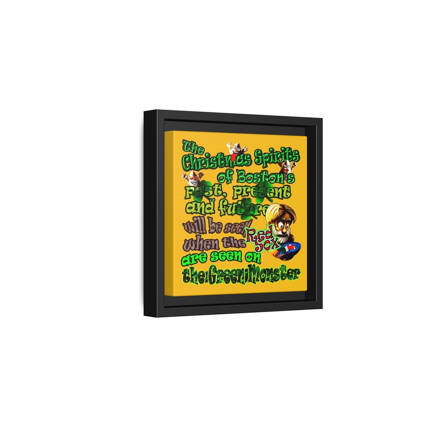 christmas spirits of boston - framed canvas art (yellow)