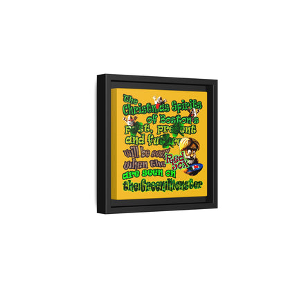 christmas spirits of boston - framed canvas art (yellow)