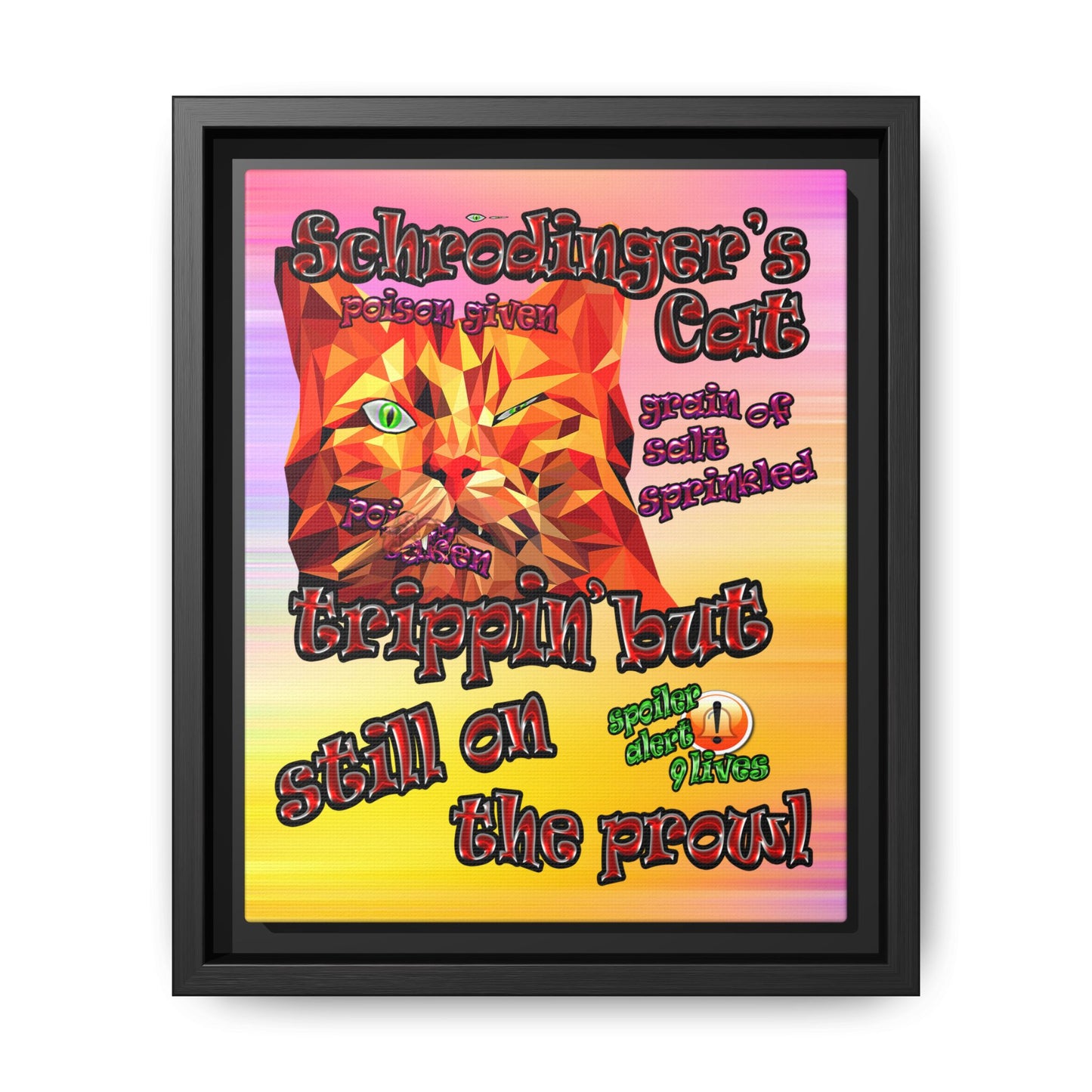 schrodinger's cat - framed canvas art (color blur)