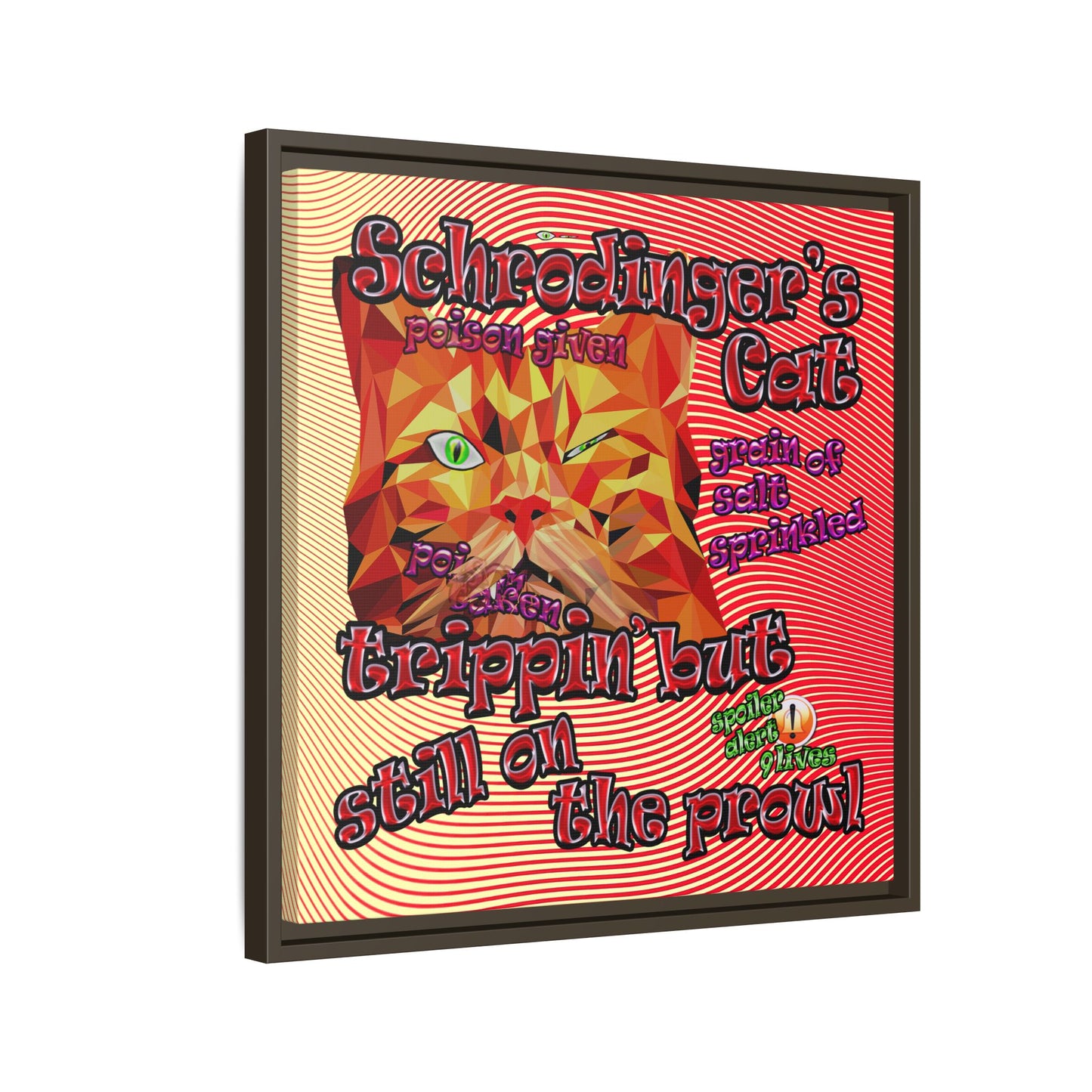 schrodinger's cat - framed canvas art (yellow-orange wave)