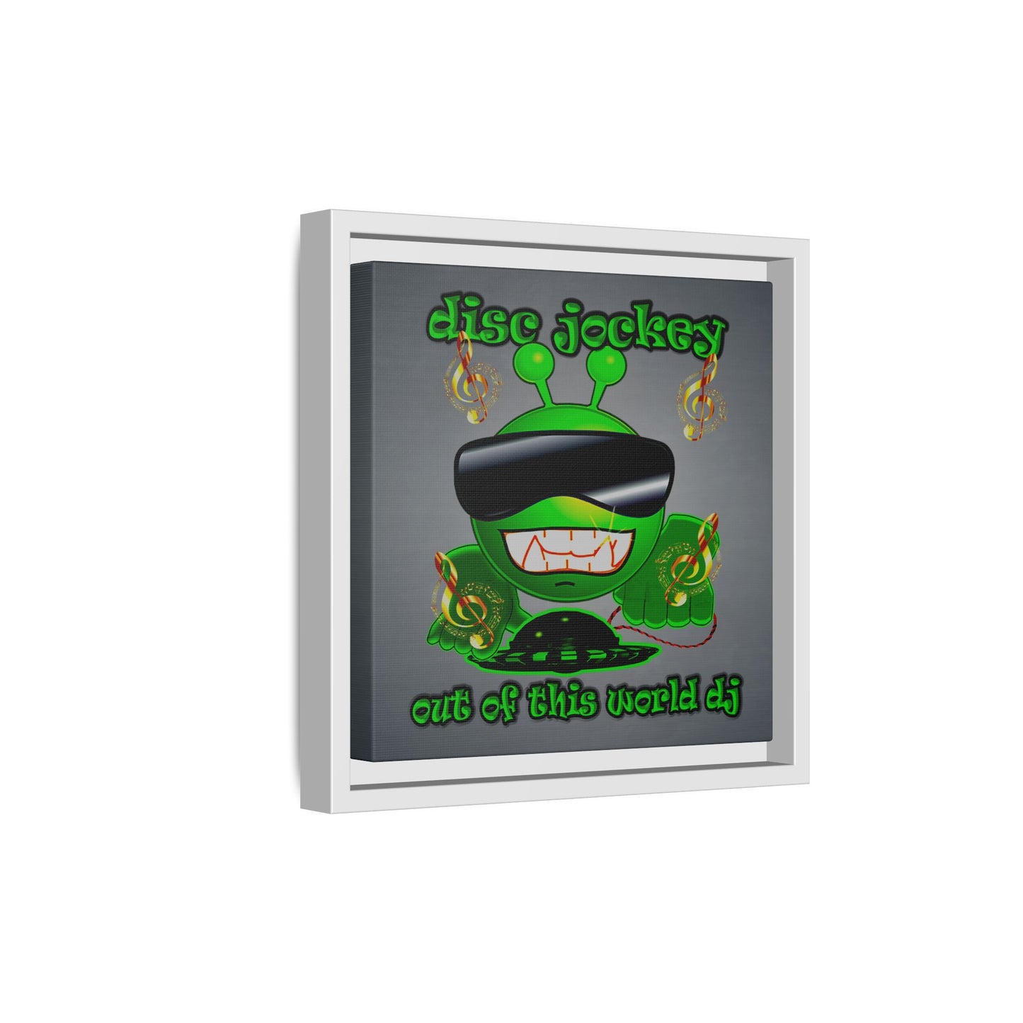 disc jockey - framed canvas art (grey-light grey)