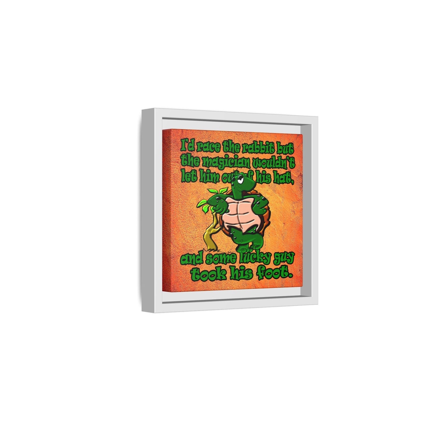 turtle race - framed canvas art (burnt orange)