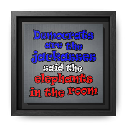 donkeys and elephants - framed canvas art (grey-light grey)
