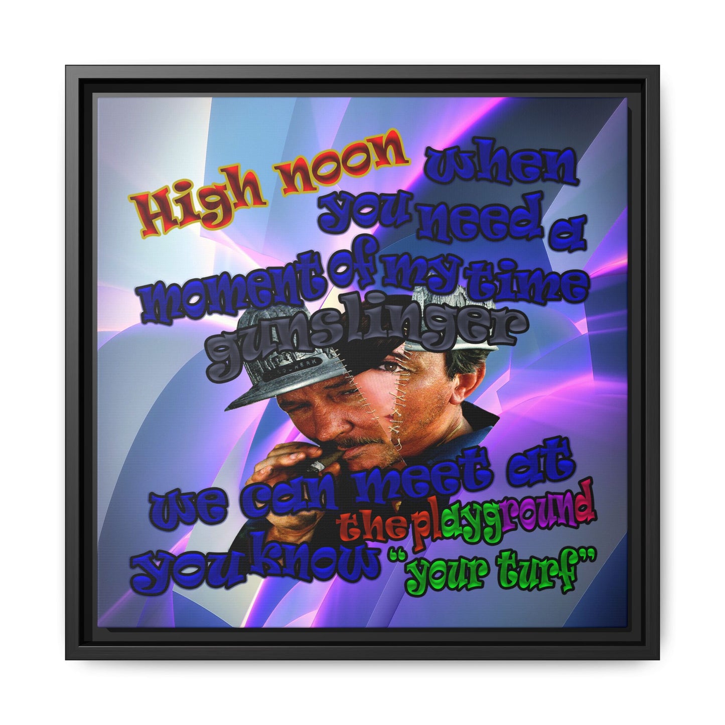 high noon - framed canvas art (grey-pink wave)