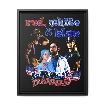 rw&b lives matter - framed canvas art (black)